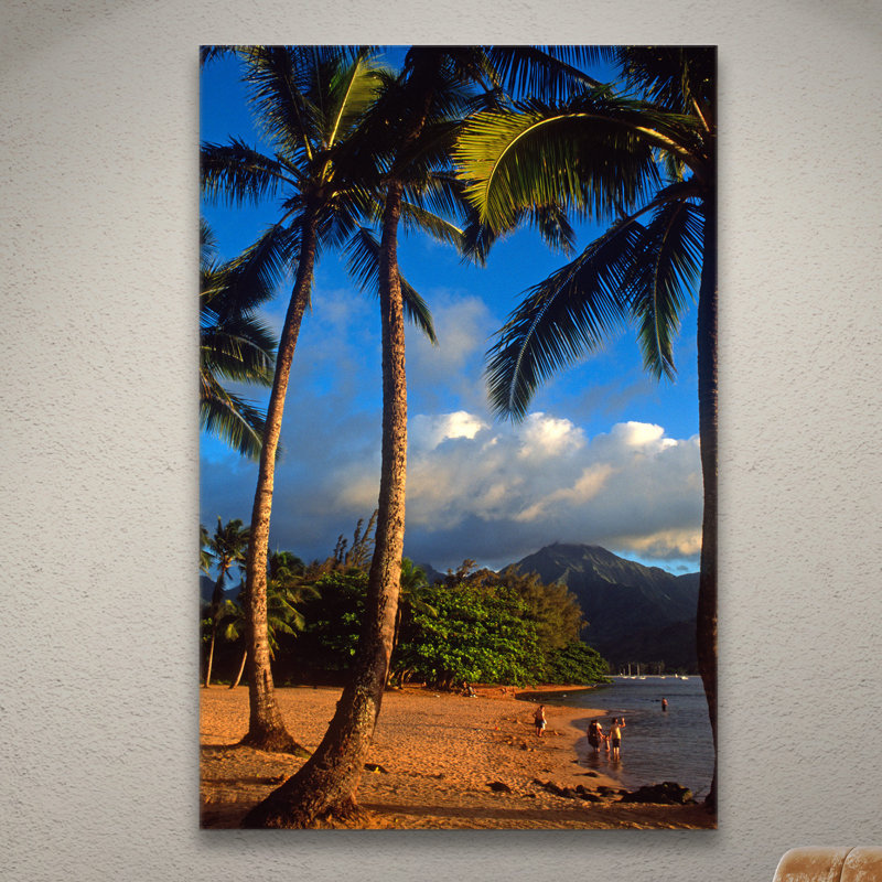 « hanalei bay palms » par kathy yates, reproduction de photo sur toile tendue, H 24 po x l 16 po