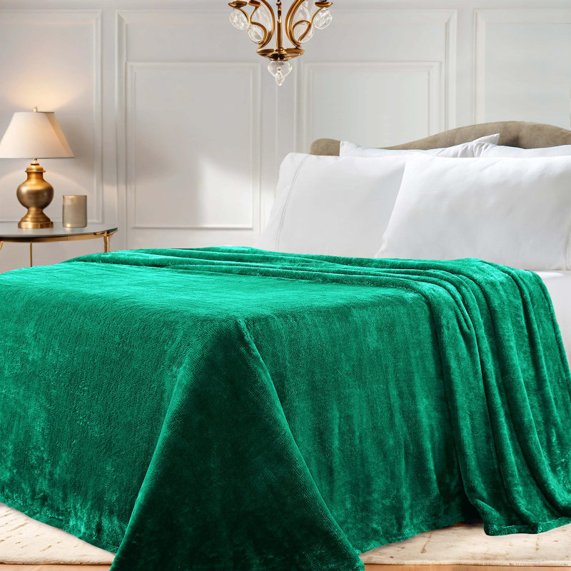 Evergreen Plush Fleece Reversible Throw Blanket