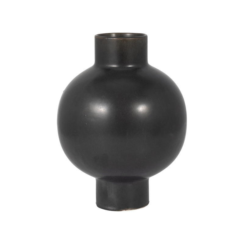 Bronsyn Neutral Round Modern Ceramic Bubble Vase, 11" H x 8" W x 8" D, Gray