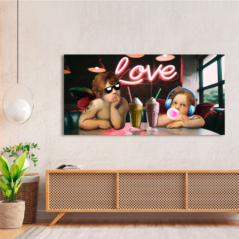 Pop & Love: Kids angels 1 Piece Wrapped Canvas Wall Art, 35cm H x 70cm W