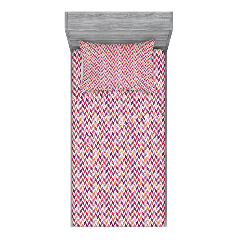 Microfiber Chevron Sheet Set, Twin Sheet Set with Fitted Sheet