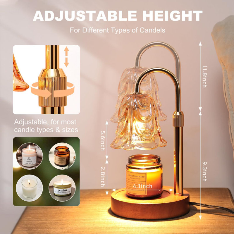 Vintage Style Candle Warmer Lamp With Timer & Dimmer - Electric Wax Melter Light For Jar Candles, Housewarming Gift With 2 Bulbs(Candle Not Included)