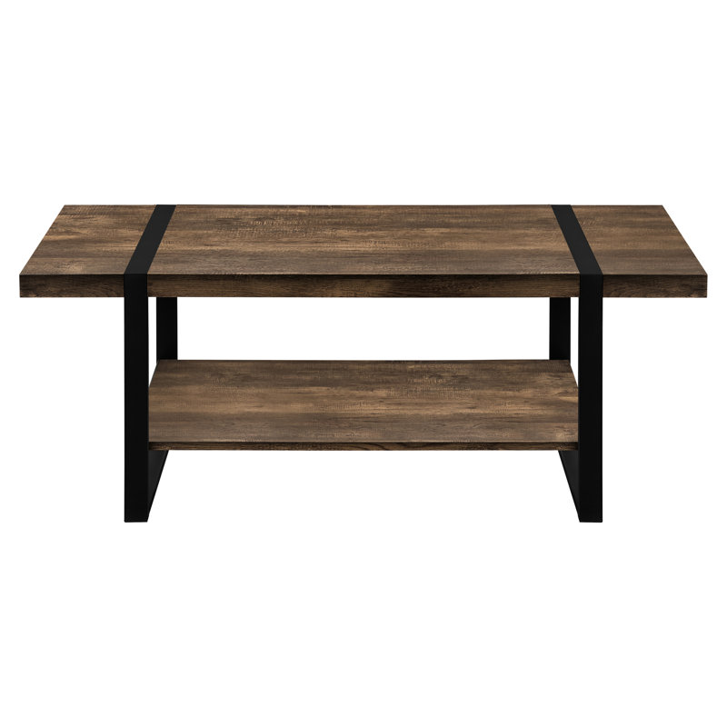 Accent Coffee Table In Rectangular Shape - 48.61"L, Brown Laminate, Black Metal, Contemporary Design Living Room Piece Rectangular,