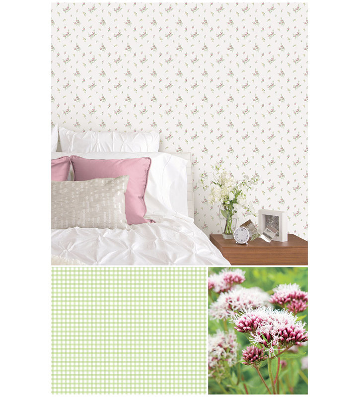 Rouleau de papier peint miniatures 3, Jaune / rose / vert / blanc