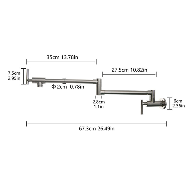 Robinet remplisseur de pot, robinet de cuisine mural, robinet de cuisine pliable, robinet de machine à café avec bras articulés doubles articulés, style A