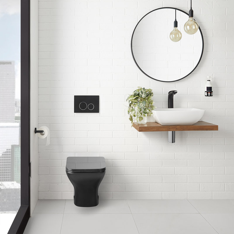 Carre Wall-Hung Elongated Toilet Bowl, Matte Black
