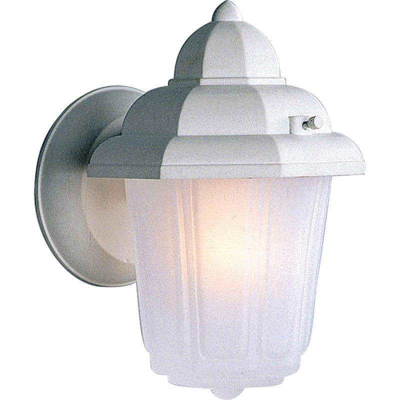  Lanterne murale d'extérieur en fonte d'aluminium 1 lumière murale avec verre givré, Blanc