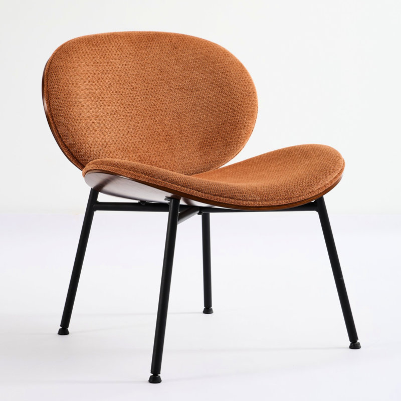Walnut And Orange Shell Lounge Chair - Enhances Room Atmosphere Sw1871og Mid-Century Modern In Solid Wood Base For Durability