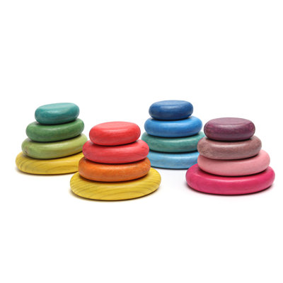 4-Piece Wooden Rainbow Stacking Rocks Set