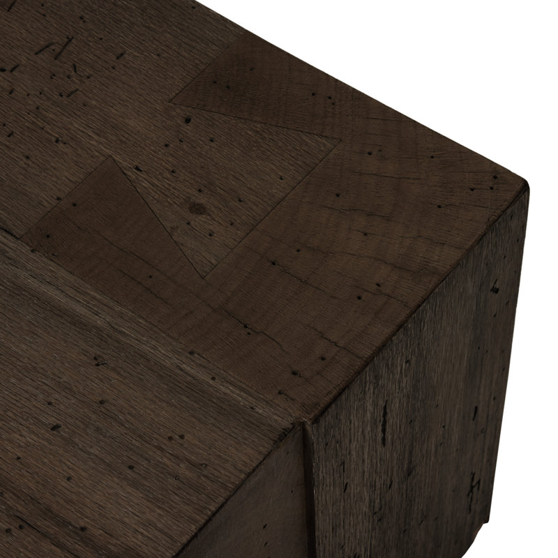 Abaso Coffee Table, Ebony Rustic Wormwood, 15" H x 70" W x 35" D