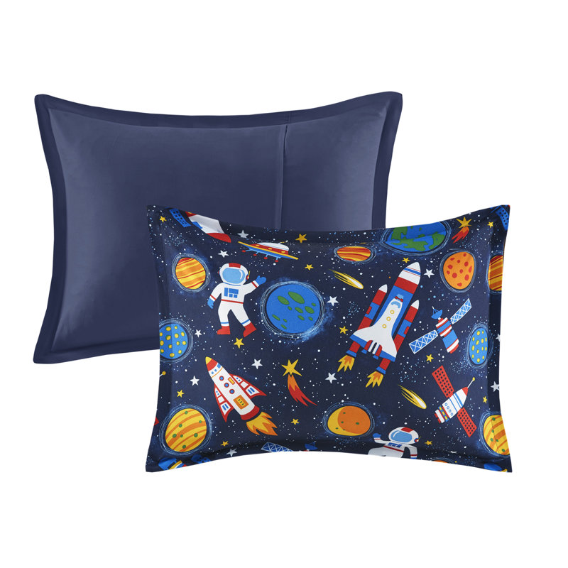 Navy Microfiber Outer Space Full Comforter Set
