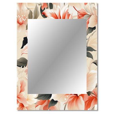 Leitersburg Delicate Neutrals Tropical Pattern - tropical  Decorative Wall Mirror, Tropical Mirror, Printed Metal Art