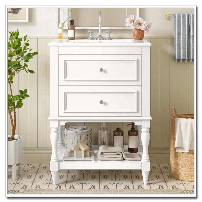 Meuble-lavabo 24 po avec lavabo en céramique, Blanc