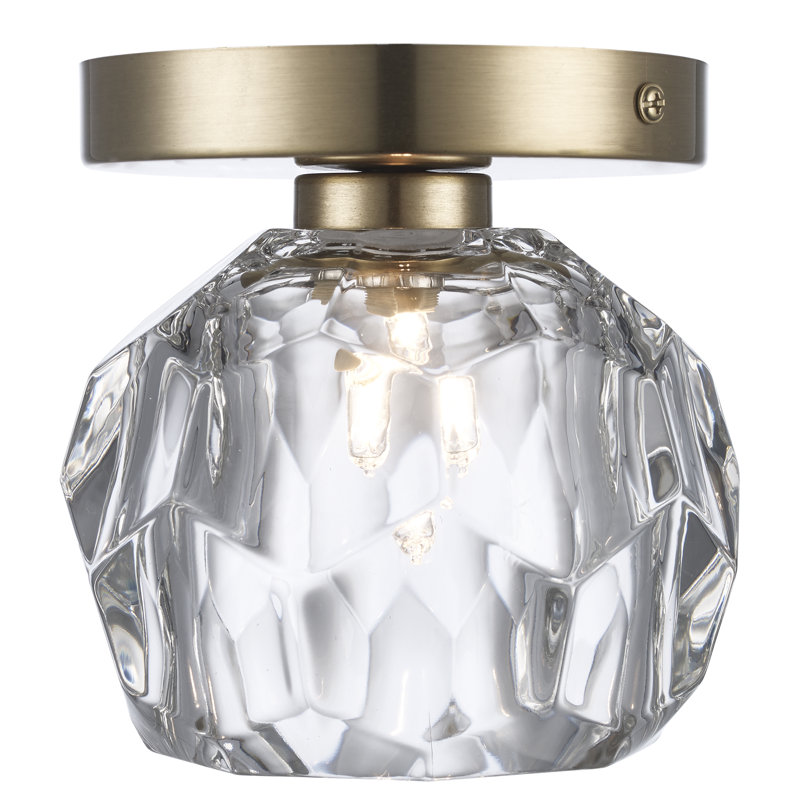 Quaseem Glass LED Semi Flush Mount, Antique Gold 