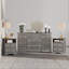  Ensemble de commode 3 pièces - commode 9 tiroirs et deux tables de chevet 2 tiroirs, gris délavé