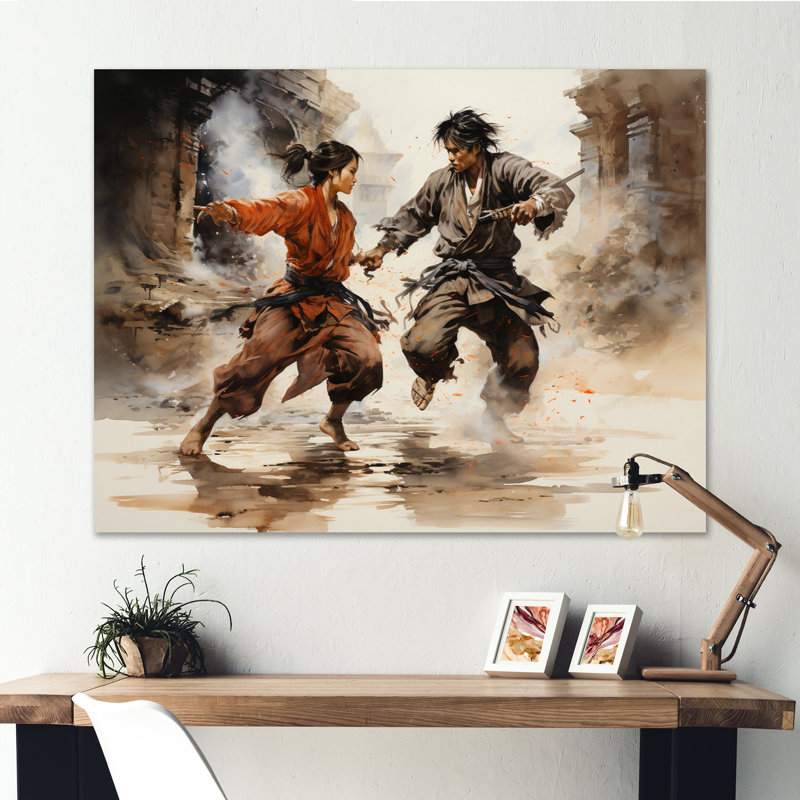Marcetta China Art Kung Fu I - reproduction d'art, H 34 po x l 44 po x P 1,5 po, Toile tendue