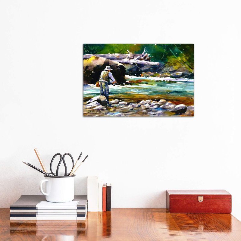" Fishing " by Dean Crouser, 18" H x 26" W x 1.5" D, Wrapped Canvas