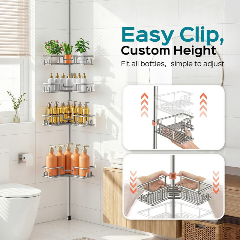 Tension Stainless Steel Shower Shelf, Silver