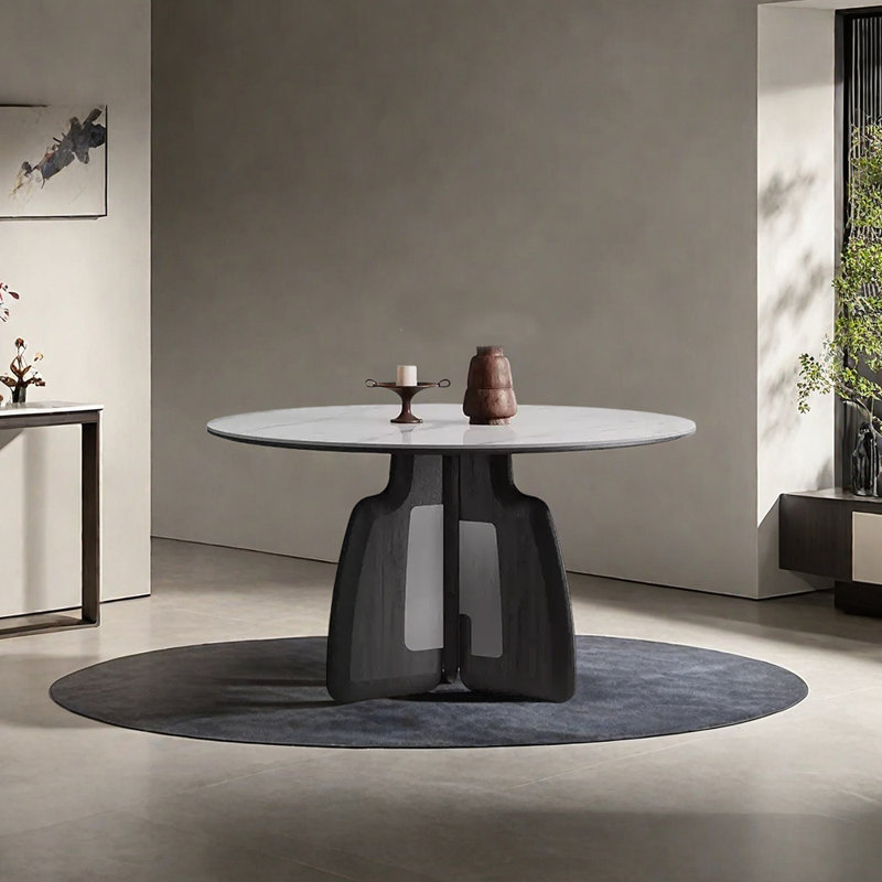 Table de salle à manger ronde en pierre frittée simple, H 29,53 po x L 47,24 po x l 47,24 po