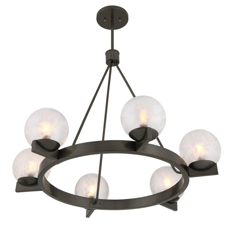 Lustre en bronze 6 lumières Darien, Bronze