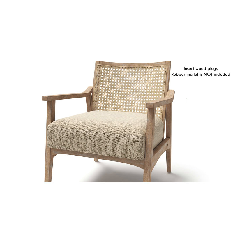 Light Brown Wood and Cane Mid-Century Accent Chair