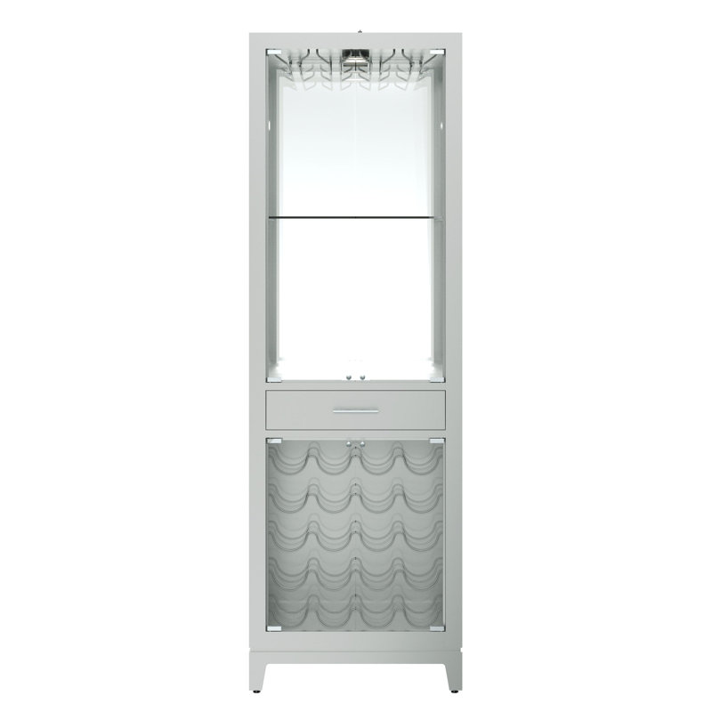 Samson Silver Wine and Bar Cabinet with Lighting, Silver