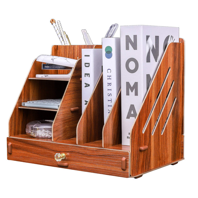 Caja Manufactured Wood Desk Organiser, Brown