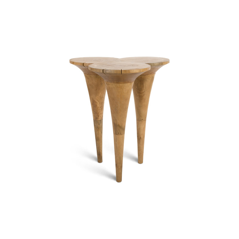 Marley Triangular Brown Wood Bar Height Table