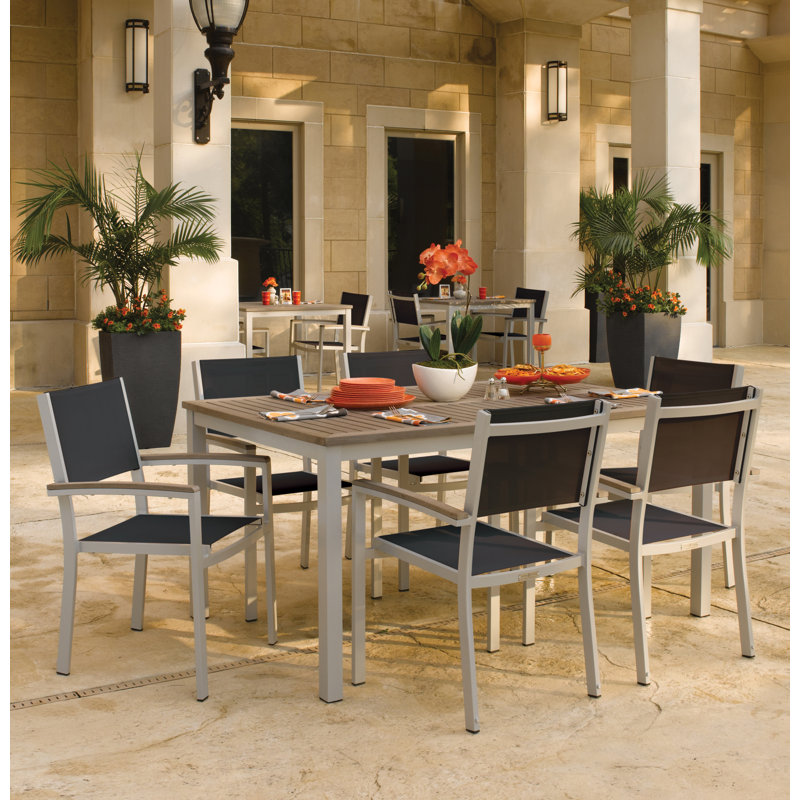 Travira Stacking Patio Dining Chair, Tekwood Vintage, Black, Flint