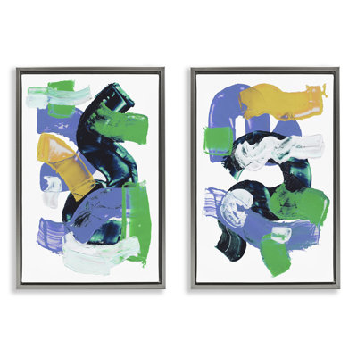 «Vibrant Abstract Tubes», ensemble de 2 toiles flottantes encadrées par Melissa Wang