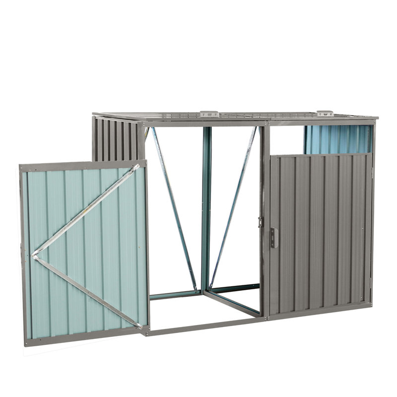 Remise en métal pour poubelle pour jardin - Gris pour 2 poubelles en acier galvanisé, rouille, facile à nettoyer et à entretenir