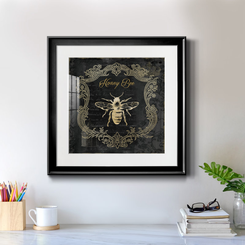 Royal Honey Bee II - Reproduction d'art graphique sur papier encadré, Papier encadré noir, H 30,5 po x l 30,5 po x P 1,5 po