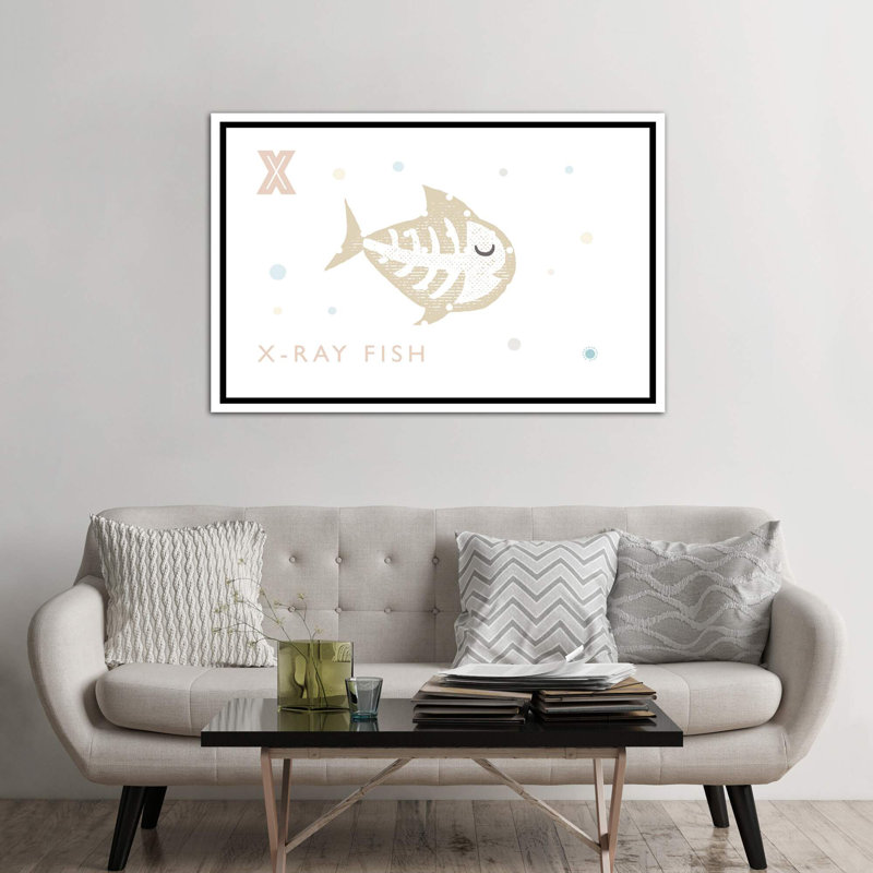 Xray Fish - imprimé, Pas de tapis, H 40 po x l 60 po x 1,5 po, Toile blanche encadrée