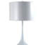 Lampe de table haute 25 po en métal avec finition blanche, abat-jour rond blanc