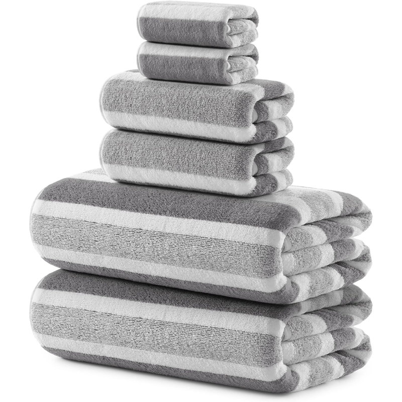 Ensemble de serviettes de bain surdimensionnées en microfibre 6 pièces - ultra doux, très absorbant, à séchage rapide, résistant à la décoloration pour la salle de bain, le spa, la salle de sport et la piscine