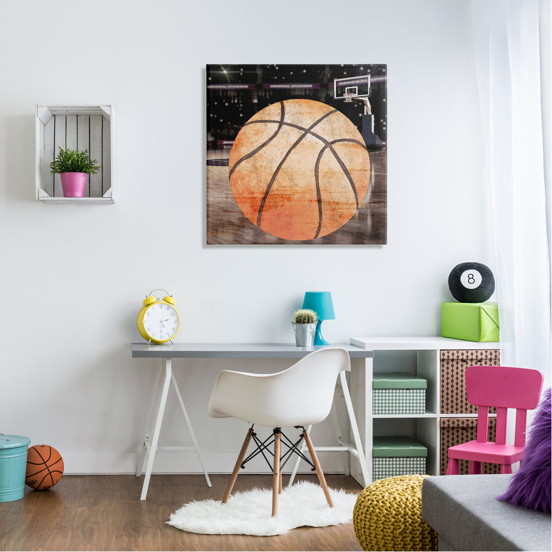 Art abstrait sur toile de basketball abstrait par Kim Allen, H 30 po x l 30 po x P 1,5 po