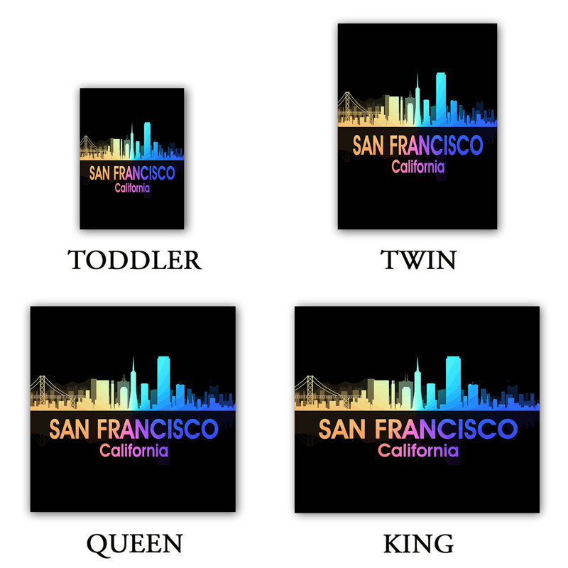 Ensemble de housse de couette city v san francisco california, 1 housse simple + 1 taie standard