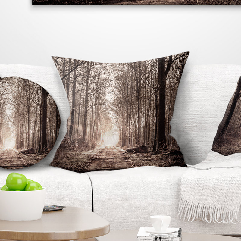 Schafer, photographie de paysage, sentier forestier, 16 po x 1 po, Coussin décoratif