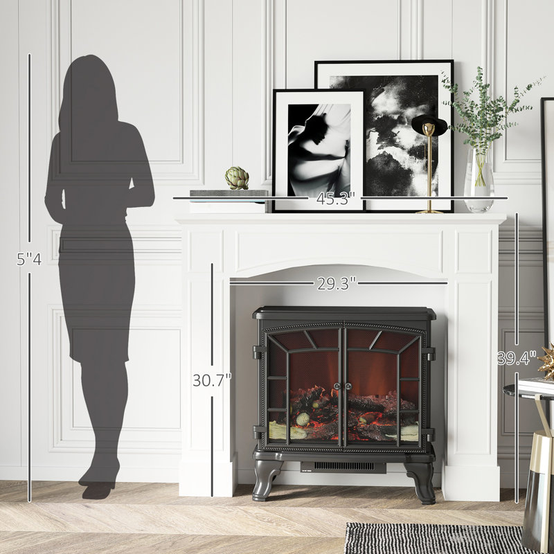 Foyer - blanc, 29 po de largeur intérieure, élément décoratif, 45,25 po de largeur, facile à polir, basculant, pour les foyers électriques.
