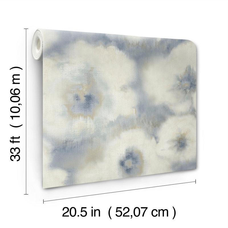 Papier peint floral mélangé, Bleu