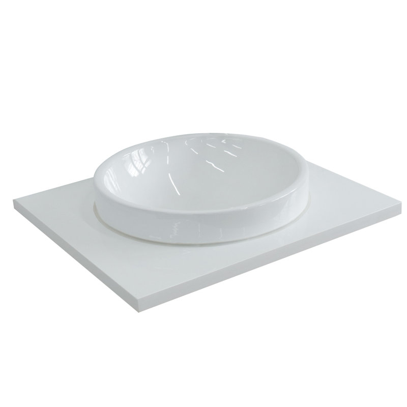 Plateau de meuble-lavabo simple 25 "avec lavabo, Quartz blanc