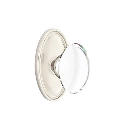 Ensemble de mortaise intérieure Emtek avec rosette ovale et bouton de verre Hampton (droit)