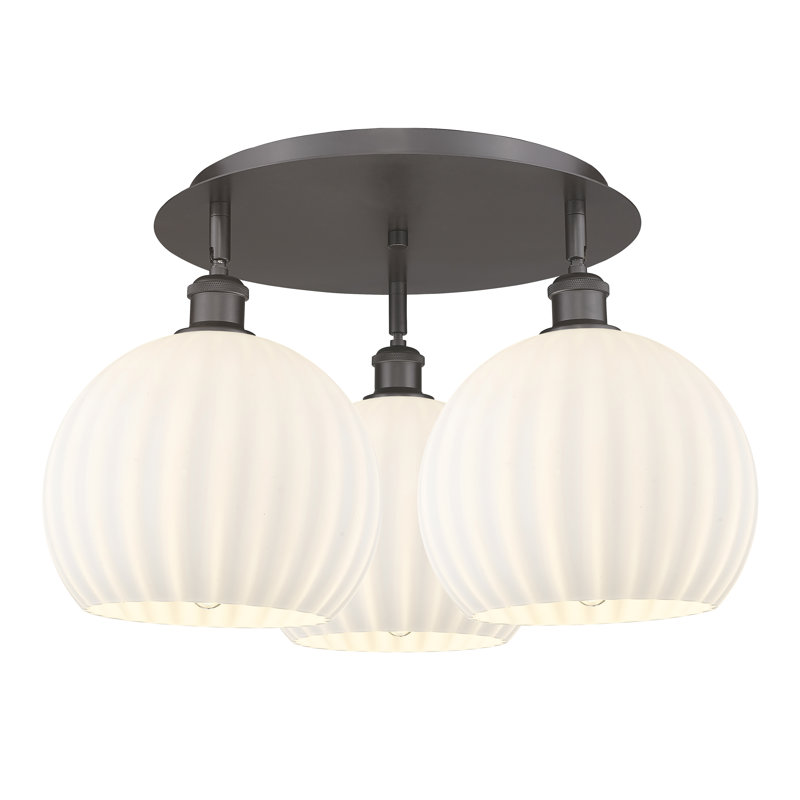 Baxman Glass Semi Flush Mount, Oil Rubbed Bronze, 12.75'' H x 21.75'' W x 21.75'' D