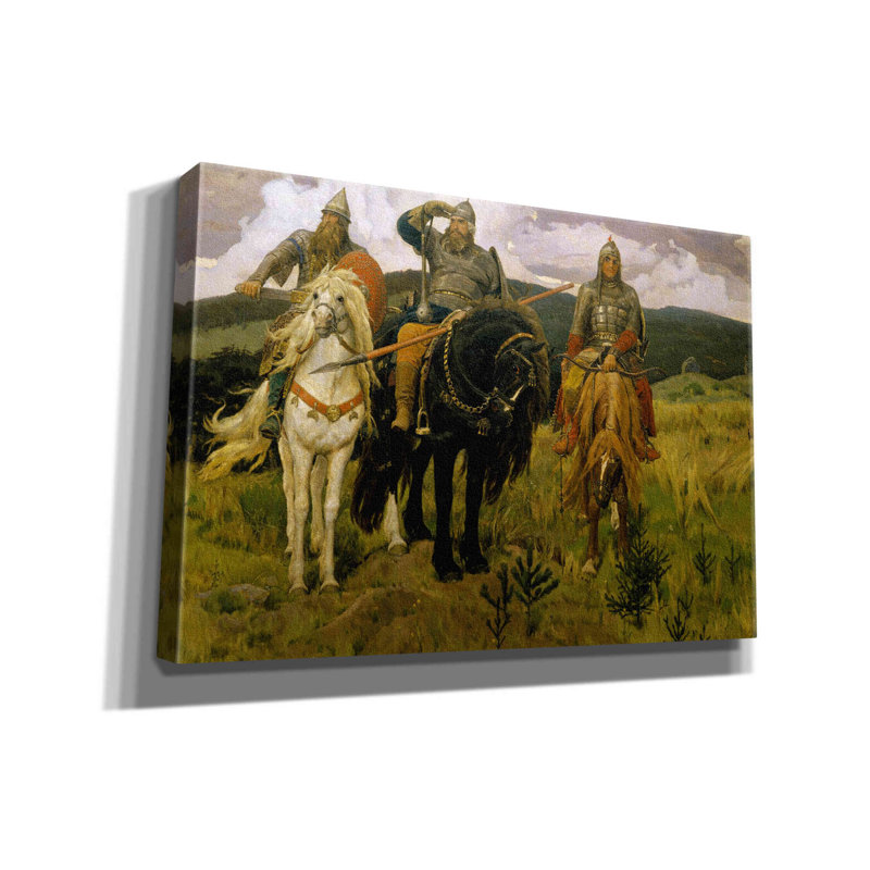 «Bogatyrs» par Viktor Vasnetsov, reproduction sur toile tendue, H 18 po x l 26 po x P 0,75 po