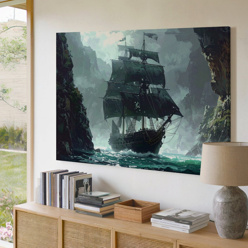 Toile d'art mural, bateau fantôme pirate, aventure maritime dramatique, H 20 po x l 30 po