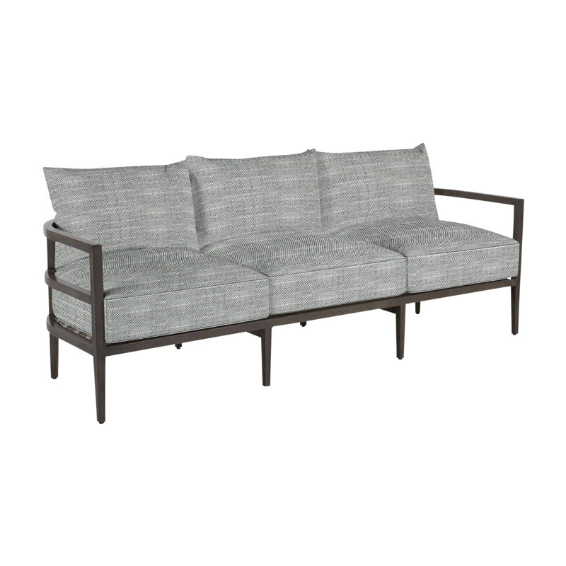 Santa Barbara 86.63" Wide Outdoor Patio Sofa with Cushions, No Welt, Linen Chambray, Standard Plus