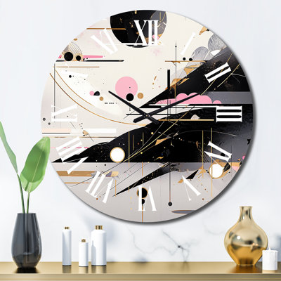 Horloge murale rose et noire
