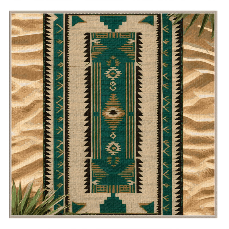 Washable Desert Oasis Southwestern Area Rug, Square 4'
