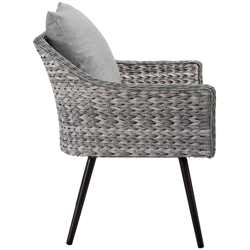 Gray 2-Piece Outdoor Patio Wicker Rattan Loveseat and Armchair Set