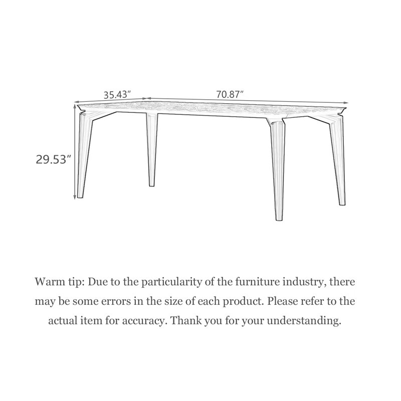 Modern Rectangular Glossy Sintered Stone Dining Table, 29.53"H x 70.87"L x 35.43"W
